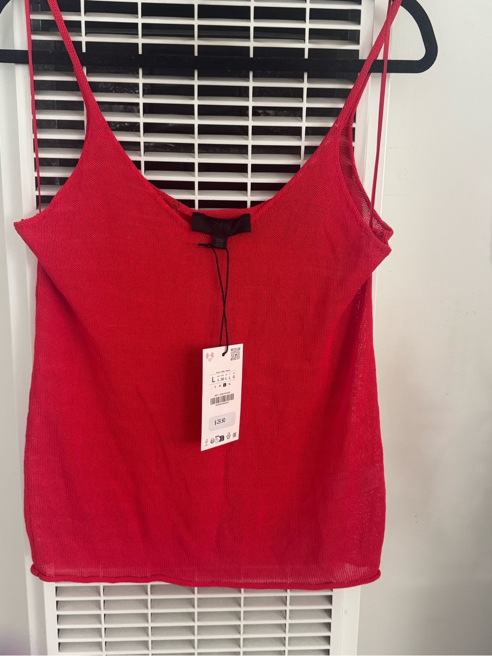 ZARA- NWT- Red Women's Knit Cami Tank Top - Sleeveless Spaghetti Strap